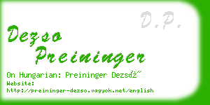 dezso preininger business card